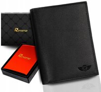 REVERSE Skórzany portfel męski skóra naturalna antykradzieżowy ochrona RFID Reverse