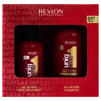 Revlon Uniq One Gift Pack, zestaw do pielęgnacji włosów szampon i odżywka bez spłukiwania, nawilża, wzmacnia, oczyszcza - Revlon