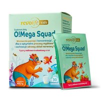 Revolife O!Mega Squad, Kwasy omega 3 6 DHA dla dzieci do picia smak malinowo-truskawkowy, 30 saszetek