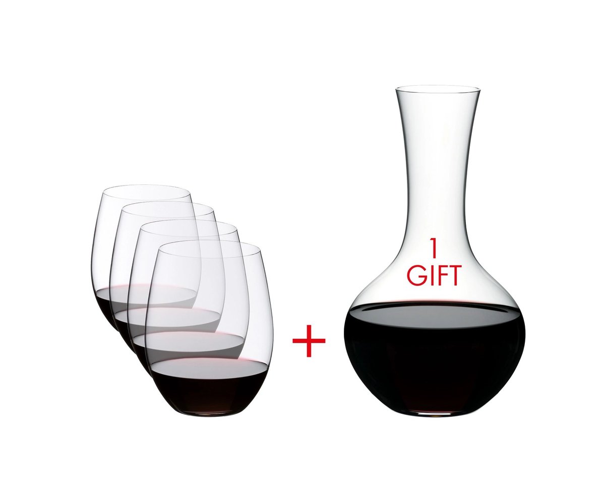 Riedel Riedel Set Di 4 Bicchieri O Wine Tumbler Cabernet/Merlot E 1 Decanter Syrah