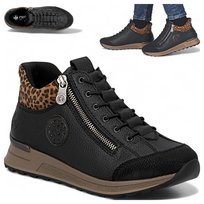 Rieker Sneakersy Damskie Sportowe Wygodne Półbuty Ocieplane Zamek Czarne 39