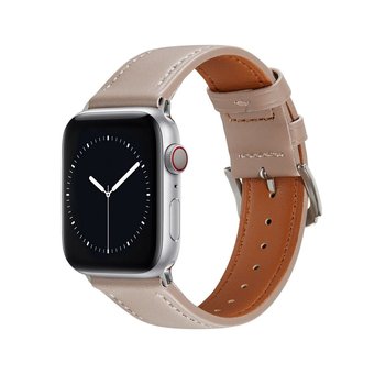 Riff Skórzany pasek do Apple iWatch serii 42 /44 /45 /49 mm beżowy - CupCup.pl