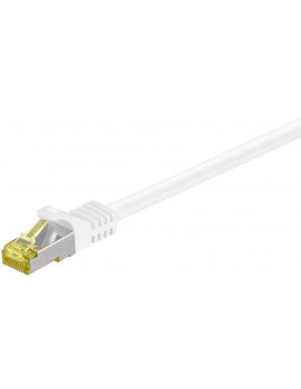 RJ45 patchkabel, CAT 6A S/FTP (PiMF), 500 MHz z CAT 7 kable surowym, biały - Długość kabla 0.25 m - Goobay