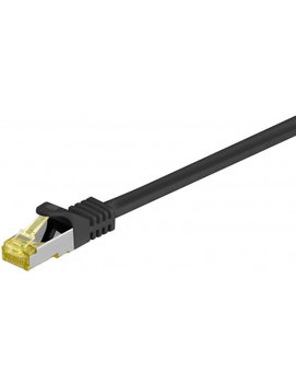 RJ45 patchkabel, CAT 6A S/FTP (PiMF), 500 MHz z CAT 7 kable surowym, czarny - Długość kabla 20 m - Goobay
