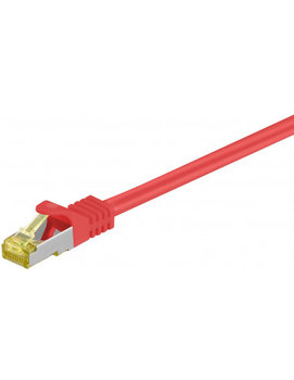 RJ45 patchkabel, CAT 6A S/FTP (PiMF), 500 MHz z CAT 7 kable surowym, Czerwony - Długość kabla 0.25 m - Goobay