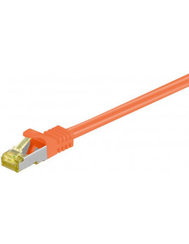 RJ45 patchkabel, CAT 6A S/FTP (PiMF), 500 MHz z CAT 7 kable surowym, Pomarańczowy - Długość kabla 30 m - Goobay