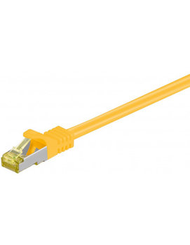 RJ45 patchkabel, CAT 6A S/FTP (PiMF), 500 MHz z CAT 7 kable surowym, Żółty - Długość kabla 10 m - Goobay