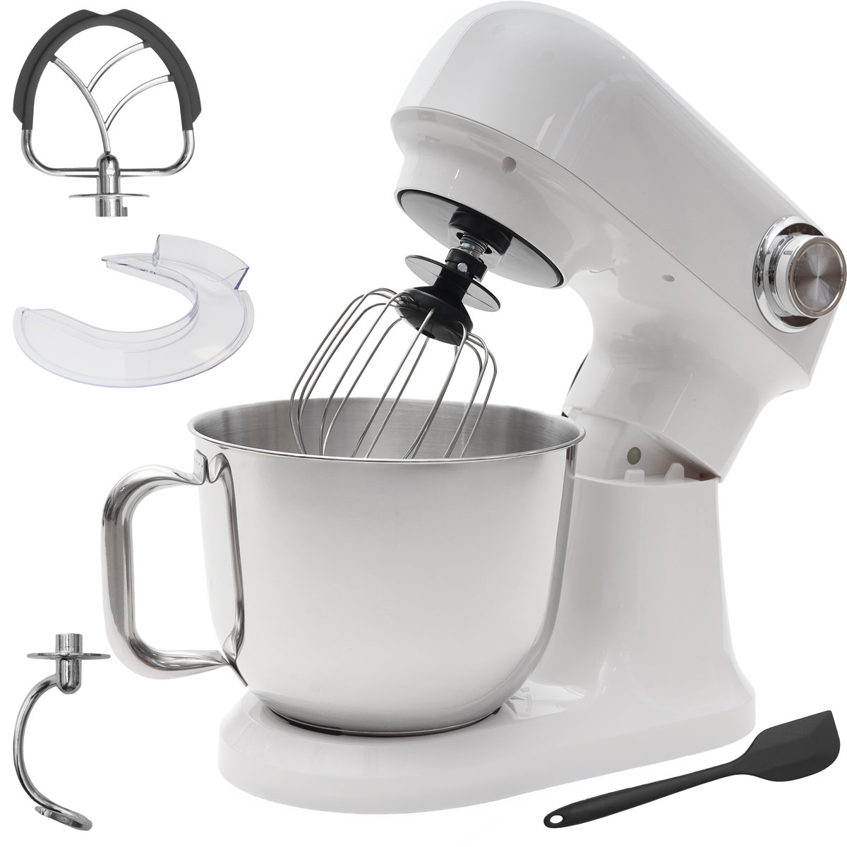 Robot planetarny kuchenny mikser z misą 5l 1500W silikonowa łopatka biały