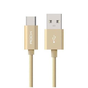 Rock Metalic aluminiowy kabel USB - C, Typ-C - 1m - Złoty. - EtuiStudio