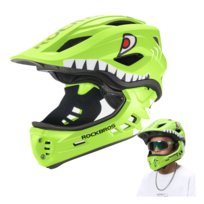 ROCKBROS Kask rowerowy shark dziecięcy z odpinaną szczęką rozmiar M (54-58) - zielony Rockbros