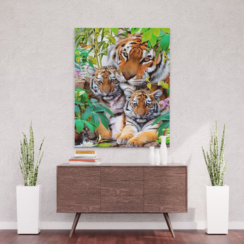 Rodzina tygrysów - Diamentowa mozaika, haft diamentowy 50 x 40 cm - ArtOnly