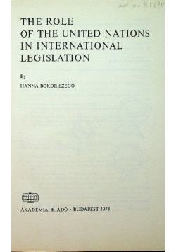 Role of the United Nations in International Legislation - | Książka w Empik