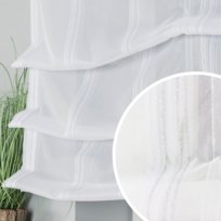 Roleta rzymska gotowa ze wzorem pasowym na karnisz, kolor biały ze srebrnym zdobieniem, rozmiar 160x135 cm - upięcie tkaniny na agrafkę Markizeta