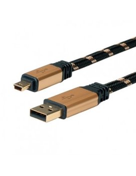 ROLINE Kabel USB 2.0 GOLD A - 5pin Mini M-M 3m Czarny-Złoty - Roline