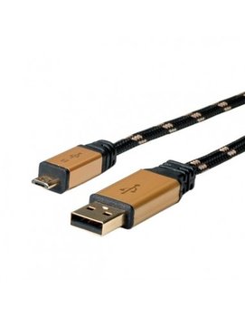 ROLINE Kabel USB 2.0 GOLD A - Micro B M-M 0.8m Czarny-Złoty - Roline