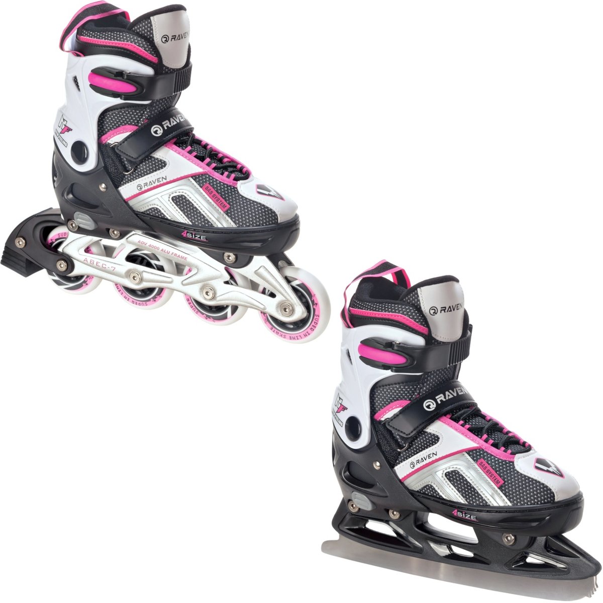 Rolki Łyżwy 2w1 RAVEN Pulse Black/Pink