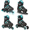Rolki Łyżwy Wrotki 4w1 Regulowane RAVEN Helixi Black/Mint Kółka LED - Raven
