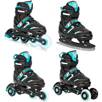 Rolki Łyżwy Wrotki 4w1 Regulowane RAVEN Helixi Black/Mint Kółka LED