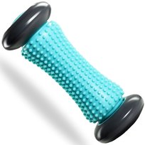 Roller do masażu ciała wałek do regeneracji stóp z wypustkami sensorycznymi turkusowy 17cm (szare koła) DrFit DrFit