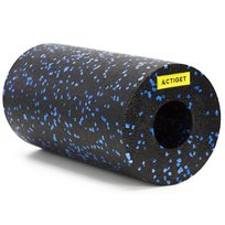 Roller fitness do masażu ciała Actiget piankowy wałek średnio twardy czarno-niebieski Actiget