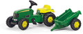 Rolly Toys, traktor z pedałami i bocznicą John Deere, zielony - Rolly Toys