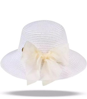 Romantyczny damski kapelusz słomkowy z kokardą - Agrafka