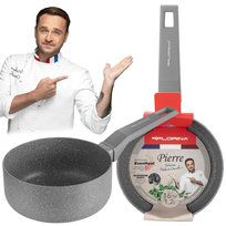 Rondel głęboki marmurkowy aluminiowy pierre 16cm 1,2l szary non-stick induk