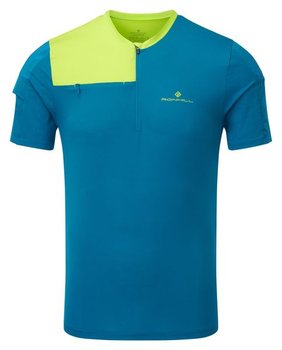 Ronhill, Męska koszulka sportowa, Men's Tech Ultra 1/2 Zip Tee, niebieska, rozmiar L - RONHILL