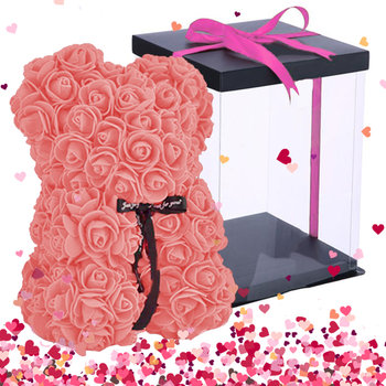 Rose Bear Miś Z Płatków Róż+Pudełko Idealny Prezent Walentynki Dla Niej Różowy - Inny producent