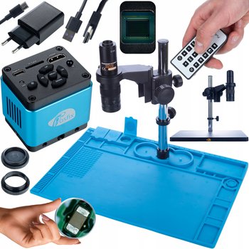 Rosfix Mikroskop cyfrowy Earth Pro MCEP-0.5X + Kamera Aquarius PRO KMAP-HDMI-USBC 8,29mp + Silikonowa mata (baza z żelazną podstawą) 480x320mm - Rosfix
