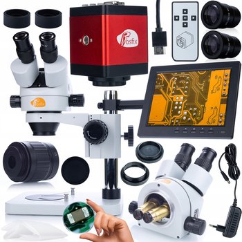 Rosfix Zestaw mikroskopowy Mercury Pro MSMP-T-PS1 +kamera Draco RED PRO KMDRP-HDMI-VGA 2mp+uchwyt do wyświetlacza 196mm+wyświetlacz 8" - Rosfix