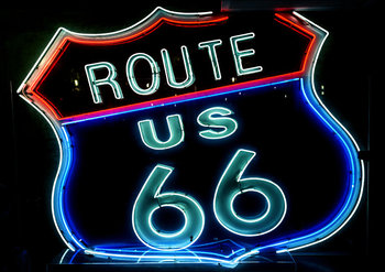 Route 66 neon sign, Carol Highsmith - plakat 59,4x42 cm - Galeria Plakatu