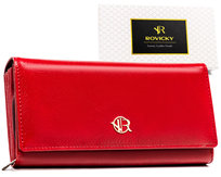 Rovicki, Klasyczny portfel damski ze skóry naturalnej i ekologicznej, czerwony 