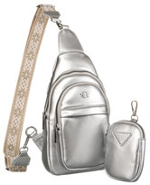 ROVICKY saszetka plecak damski mały nerka torebka miejska na ramię srebrna