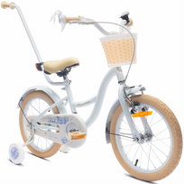 Rower dla dziewczynki 16 cali Pchacz kółka boczne Flower bike baby blue