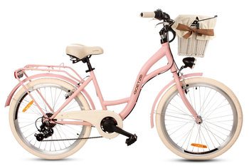 Rower Miejski 24 cali dla dziewczynki Goetze różowy z koszem - Goetze