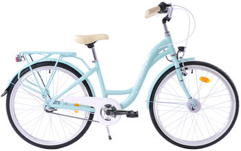 Rower miejski 24 cali dla dziewczynki Romet niebieski z bagażnikiem - Romet
