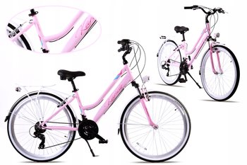 Rower miejski 26 cali dla dziewczynki Kands różowy z bagażnikiem - Kands