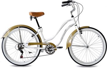 Rower Miejski Damski 26 Beach Cruiser Odblaski Dzwonek Stopka Retro Revo - KCP