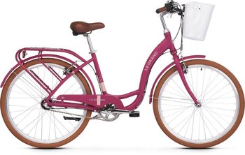 Rower miejski damski z bagażnikiem Le Grand 26 cali różowy - Le Grand