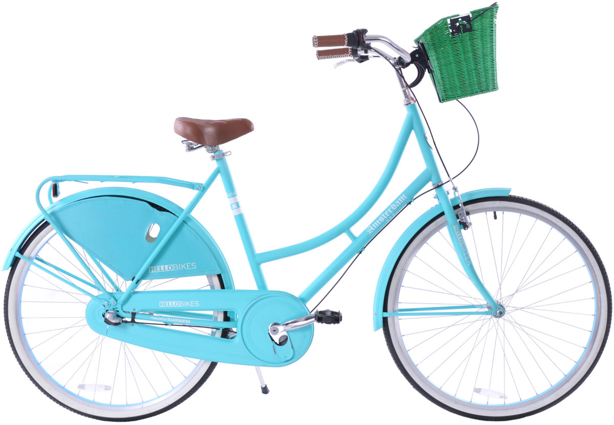 Rower miejski damski z koszykiem GCase 28 cali turkusowy GCase