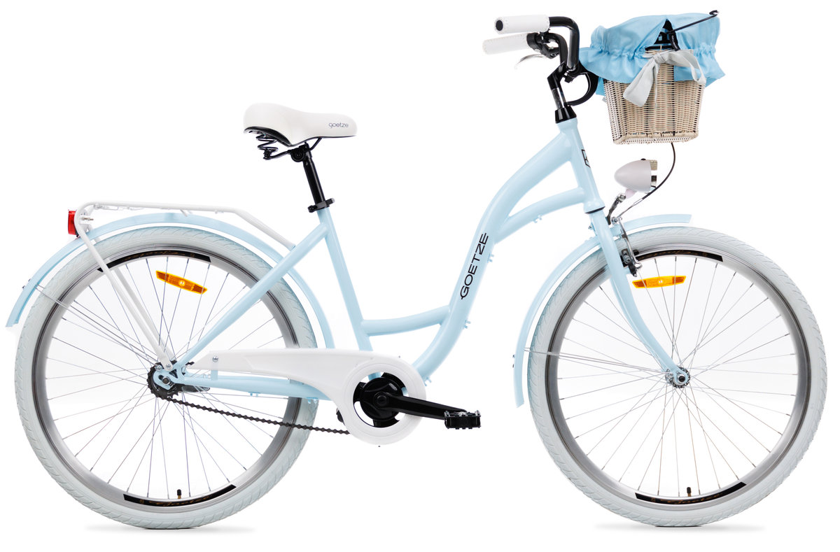 Rower miejski damski z koszykiem Goetze 26 cali błękitny Goetze