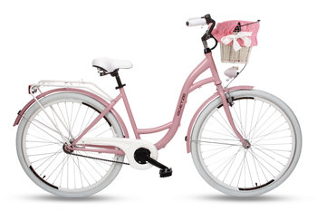 Rower miejski damski z koszykiem Goetze 28 cali różowy - Goetze
