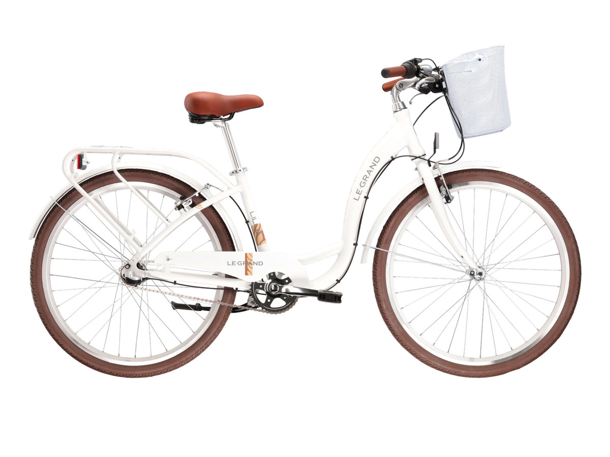 Rower miejski damski z koszykiem Le Grand 26 cali biały Le Grand