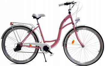 Rower miejski damski z przerzutkami DALLAS BIKE 26 cali różowy - DALLAS BIKE