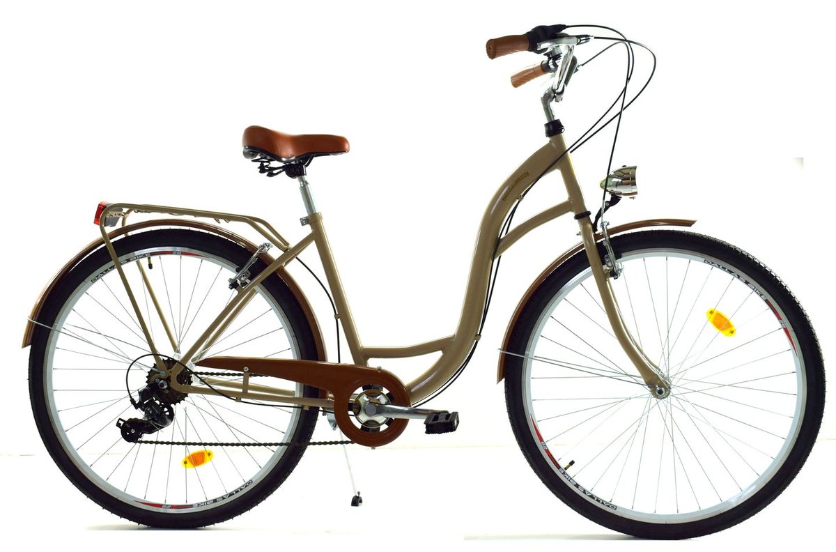 Rower miejski damski z przerzutkami DALLAS BIKE 28 cali cappuccino