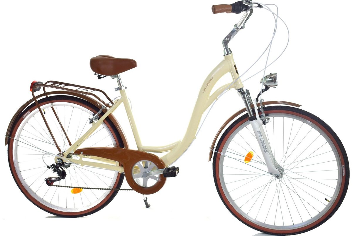 Rower miejski damski z przerzutkami DALLAS BIKE 28 cali kremowy DALLAS BIKE Sport Sklep
