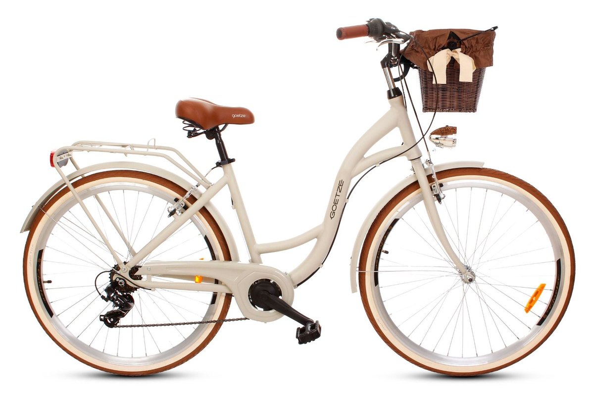 Rower miejski damski z przerzutkami Goetze 28 cali piaskowy Goetze