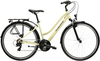 Rower trekkingowy damski KROSS TRANS 1.0 S(15") 28 BEŻOWY FIOLETOWY POŁYSK - Kross