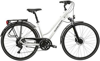 Rower trekkingowy damski Kross Trans 5.0 D 28 L(19") perłowy/czarny połysk BG - Kross